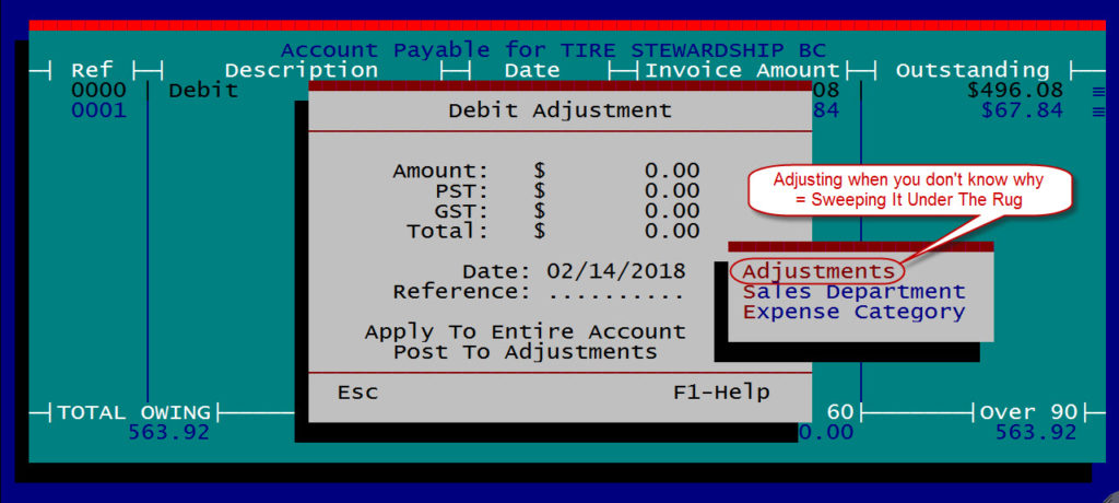 Supplier Adjustment screenshot